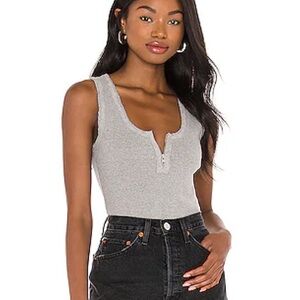 All Saints Gray Sleeveless Bodysuit